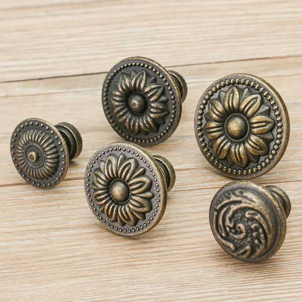 2Pcs Antique Style Pull Handles Bronze Tone Retro Alloy Kitchen Drawer Cabinet Door Knobs Furniture Hardware Fittings