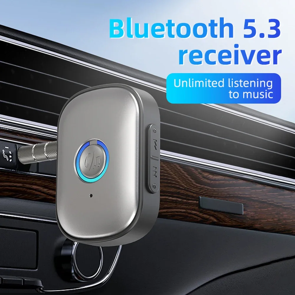 سيارة بلوتوث 5.3 AUX محول الحد من الضوضاء 3.5 مللي متر جاك ستيريو استقبال الصوت اللاسلكي مع ميكروفون لمكبر الصوت