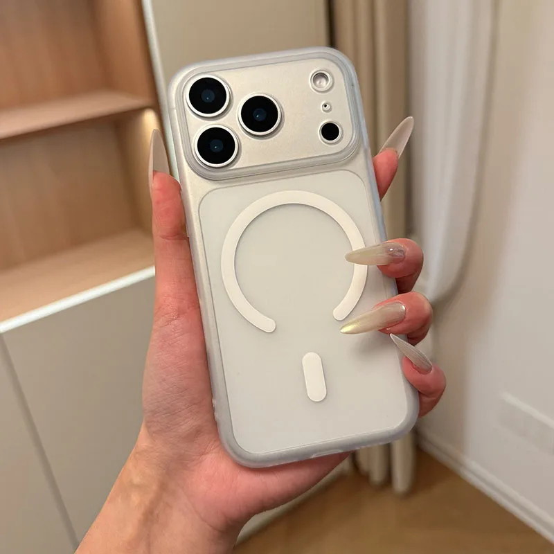 

for MagSafe Magnetic Frosted Silicone Case for iPhone Air 17 Pro Max 16 15 Pro Max Plus Shockproof Silicone Matte Soft TPU Cover