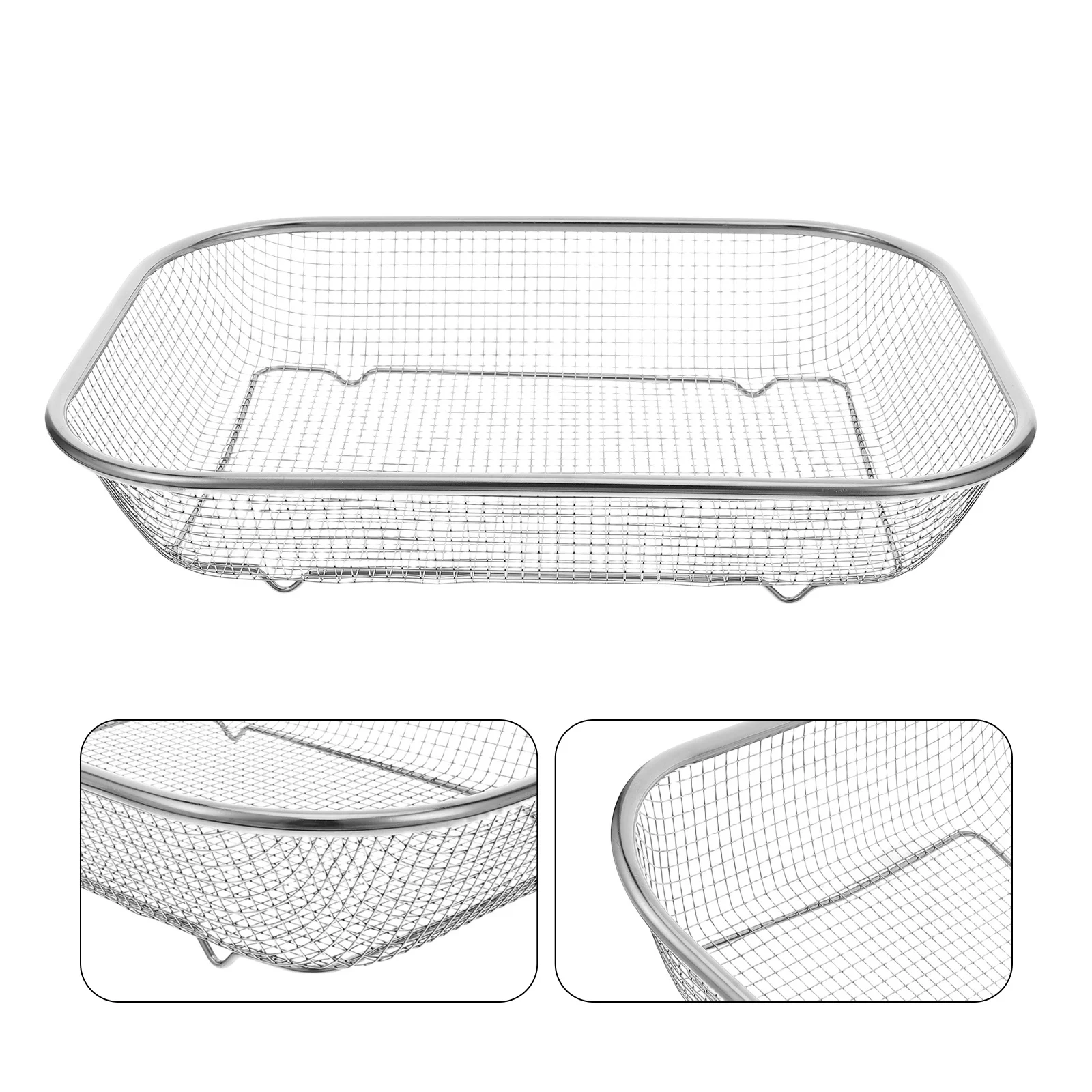 

Stainless Steel Drain Basket Kitchen Drying Rack Efficient Rust Resistant Multifunctional Mesh Design Space Saving Utensil
