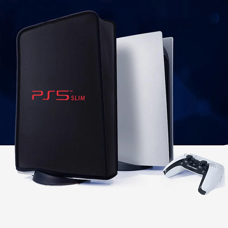 Housse anti-poussière pour console PS5 Slim uniquement, étui de protection anti-rayures pour console PS5 Slim édition numérique et disque noir
