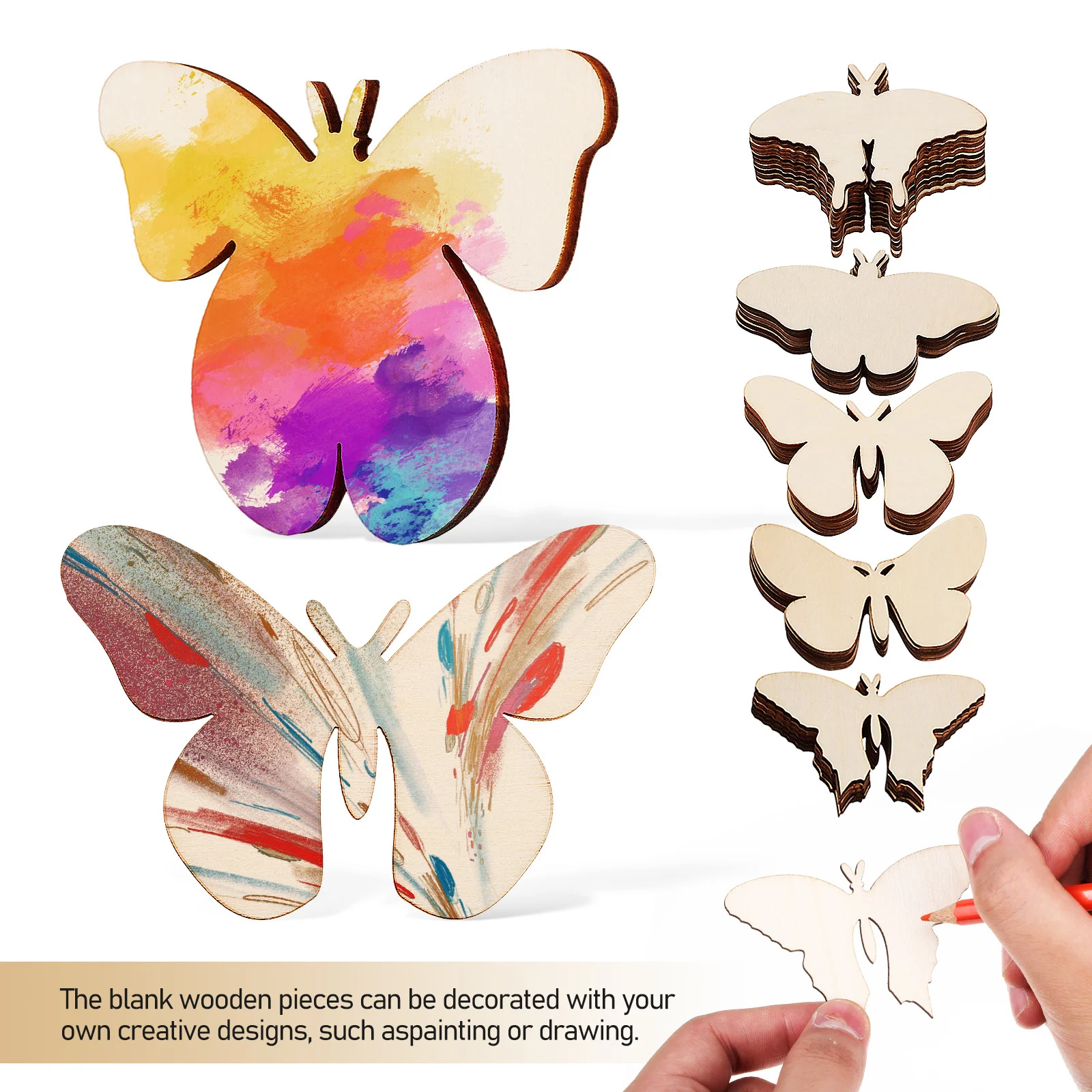 

54Pcs Butterfly Wood Cutouts Unfinished Wooden Crafts DIY Supplies Home Decor Festival Decorations Wood Slices