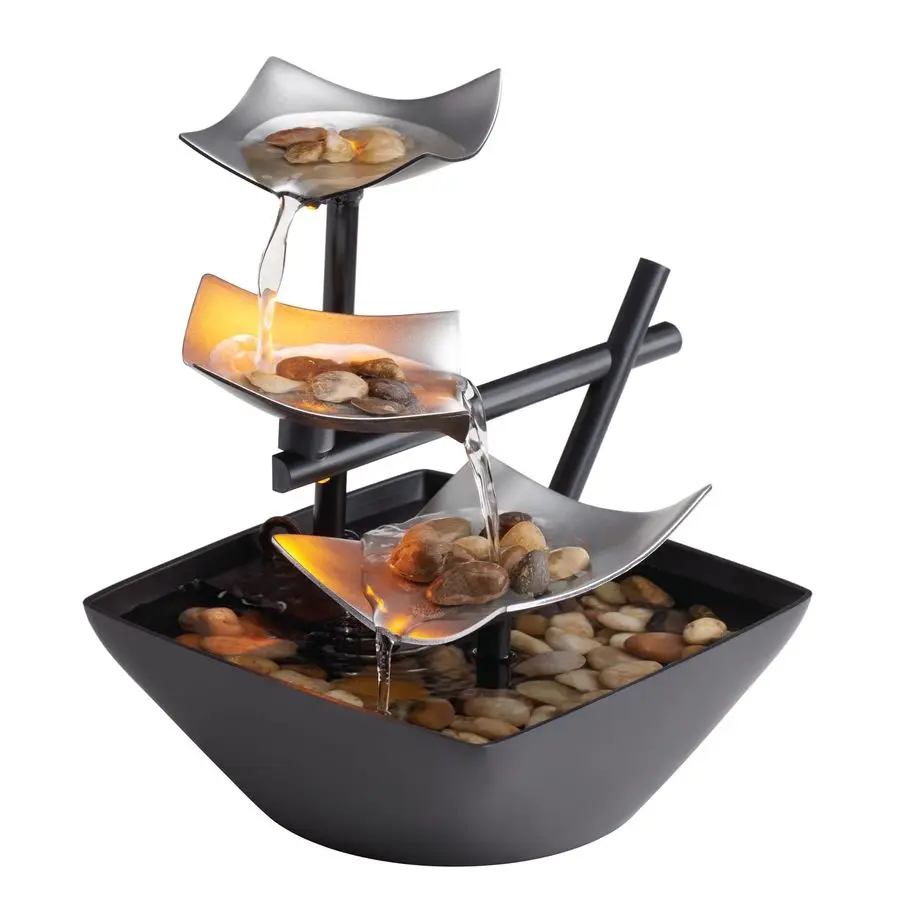 Fuente de agua de mesa, bomba automática de máquina de sonido calmante para decoración del hogar, amplificador de lavabo profundo, rocas naturales de río. Interior Zen Relaxa