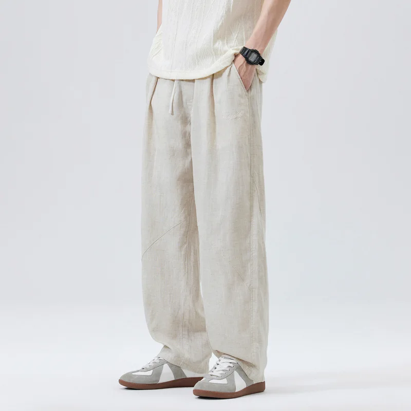 

2025 New Men's Cotton Linen Pants Male Autumn New Breathable Solid Color Linen Trousers Fitness Streetwear S-3XL