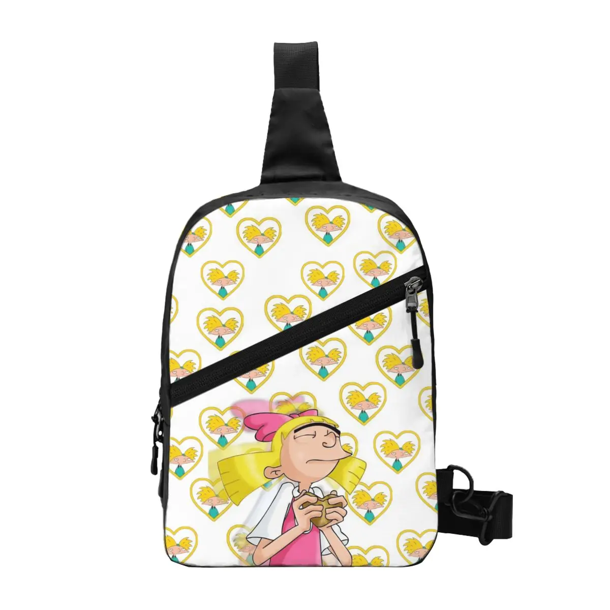 

Custom Hey Arnold Anime Animation Sling Bag for Men Cool Helga Pataki Shoulder Crossbody Chest Backpack Traveling Daypack