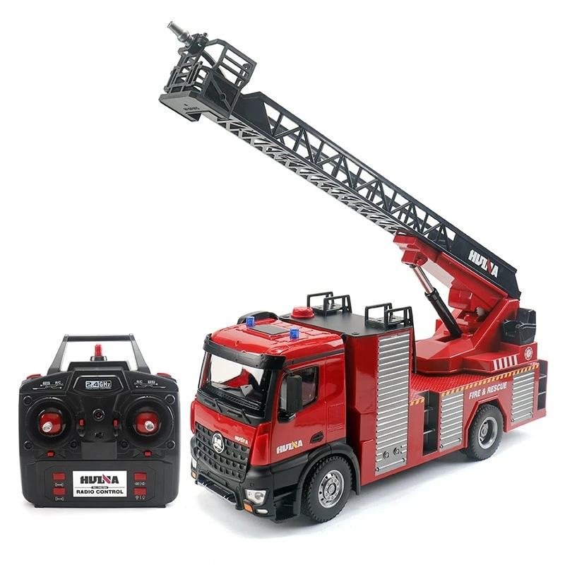 Huina Remote Control Fire Truck Large Water Spraying Ladder Fire Engine 2.4Ghz Electric Simulation Rescue Vehicle Model  2026