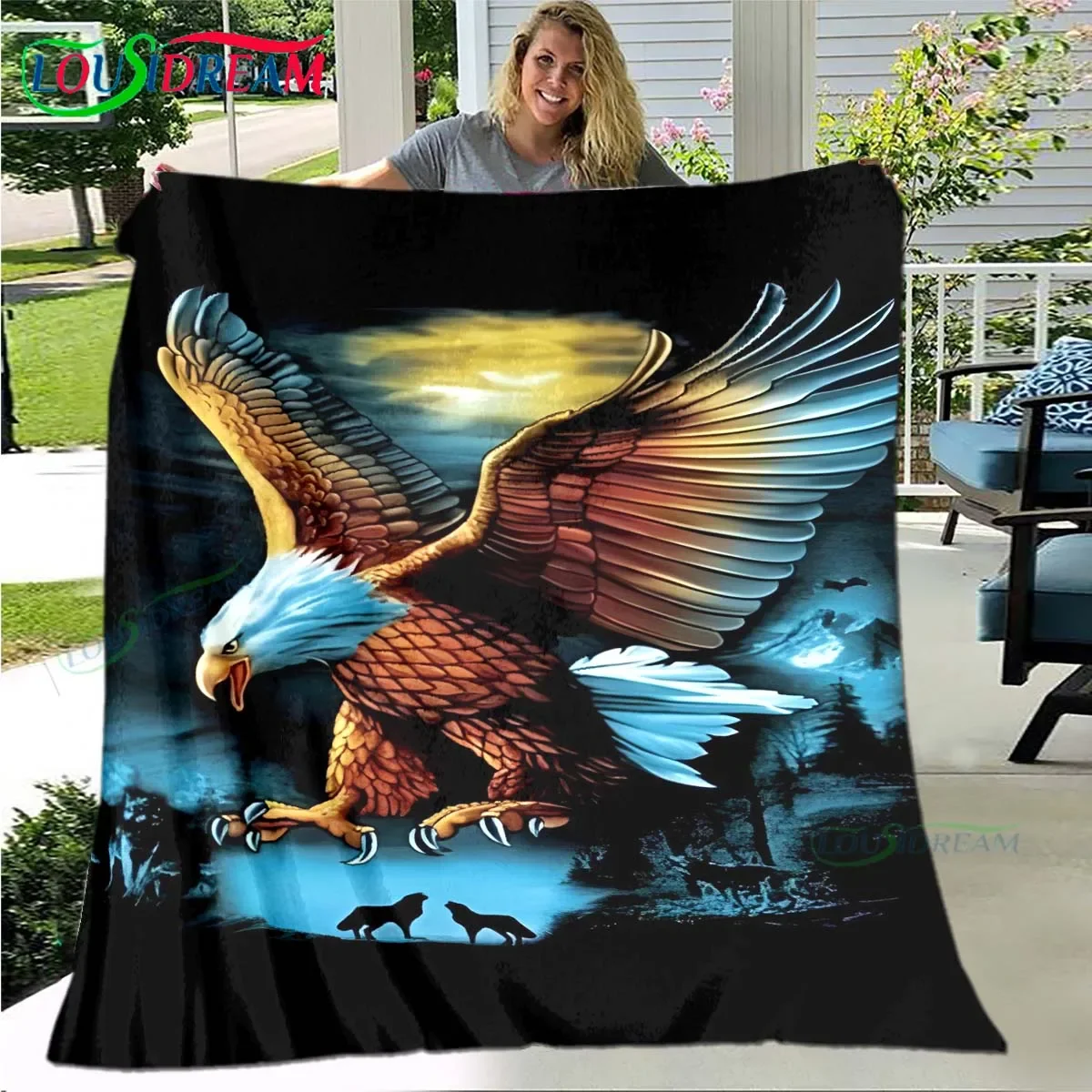 

Strong Powerful Fine Eagle Printing Blanket,Flannel Throw Blanket for Home Bedroom Bed Sofa Picnic Office Hiking Leisure Nap