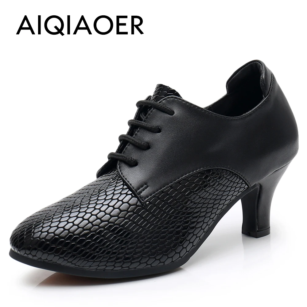 Genuine Leather Dancing Shoes Women Black Red Latin Tango Salsa Ballroom Dance Shoes for Women Ladies High Heel Plus Size 43