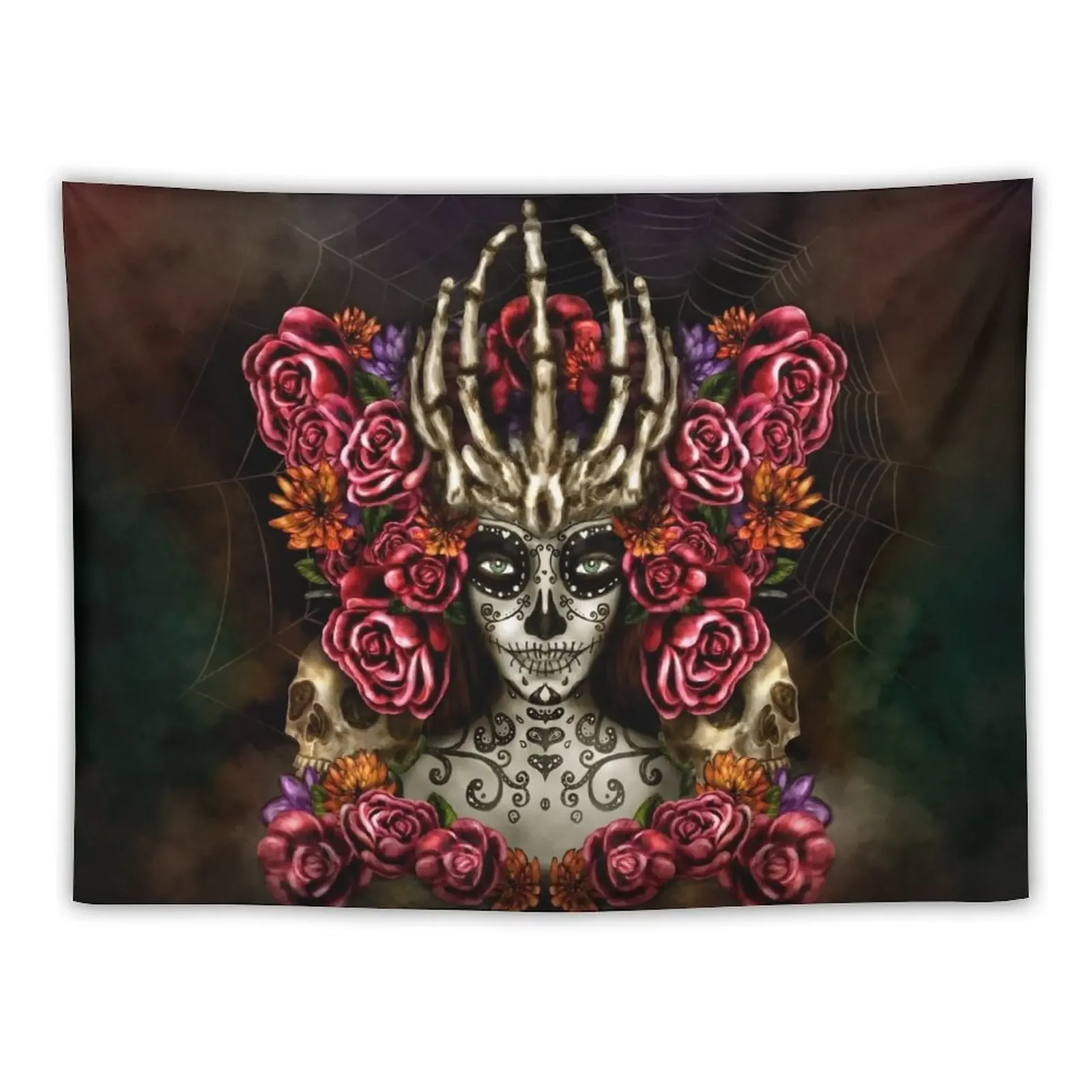 La Calavera Catrina Tapestry Decorations For Your Bedroom Decorative Paintings Room Decoration Aesthetic Wall Mural Tapestry