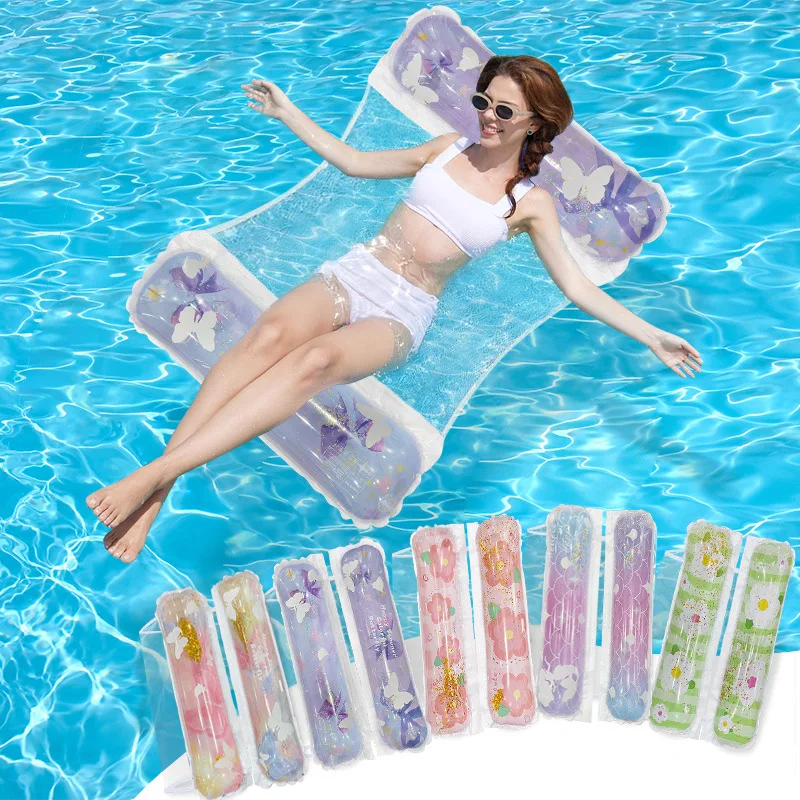 

Glitter Mermaid PVC Two Tube Water Float Swimming Pool Water Play Adult Thickened Inflatable Hammock Portable Beach Water Lounge