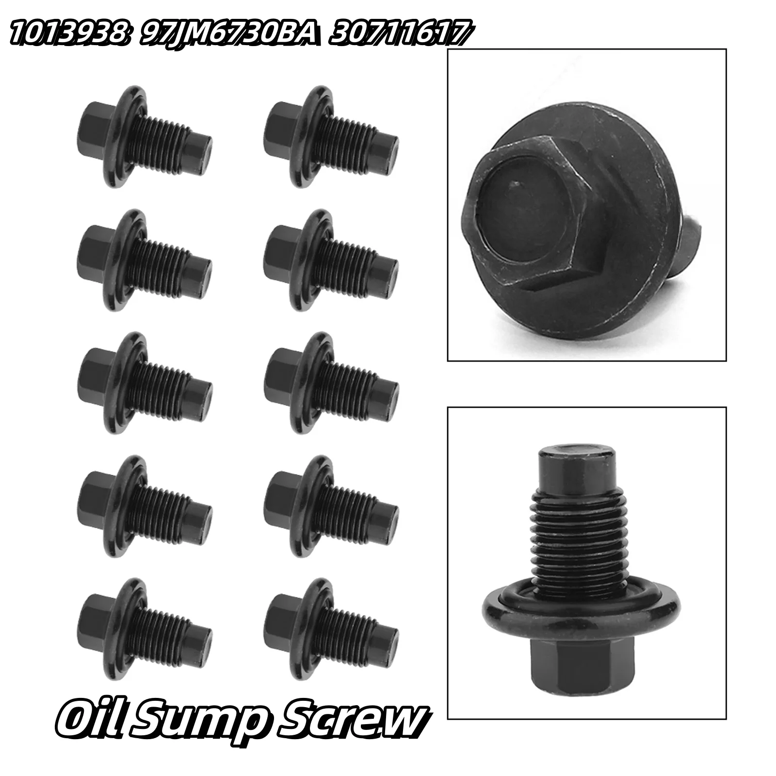 10Pcs Car Oil Sump Screw For Ford For Cougar For Escort For Fiesta YF09-10-46Y YF09-10-4J5 LR000437 1013938 97JM6730BA 30711617