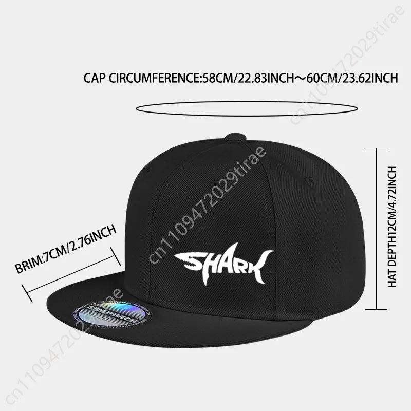 Shark Letter Print Flat-Brim Cap | Hip-Hop Street Style | Adjustable Size | Everyday Sports & Casual Flat-Brim Baseball Cap
