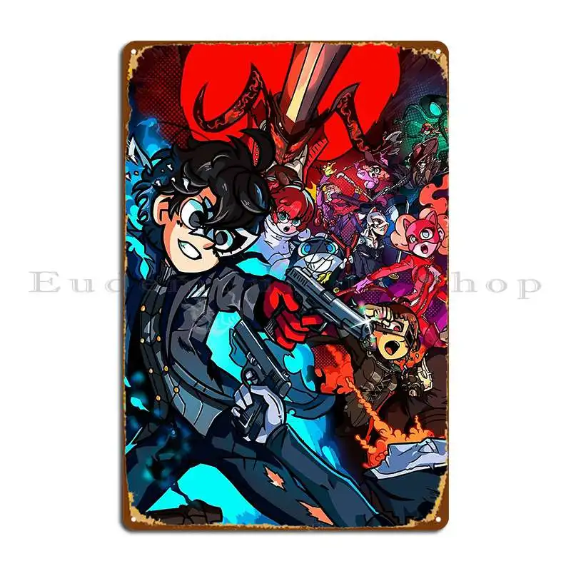 Persona 5 Scramble The Phantom Strikers Cartoon Artwork Metal Sign Garage Party Printing Cinema Kitchen Tin Sign Poster