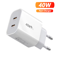 40W USB C Charger Quick Charge QC 3.0 Dual PD Charger Type C Fast Charger Adapter For iPhone Xiaomi Samsung Huawei Phone