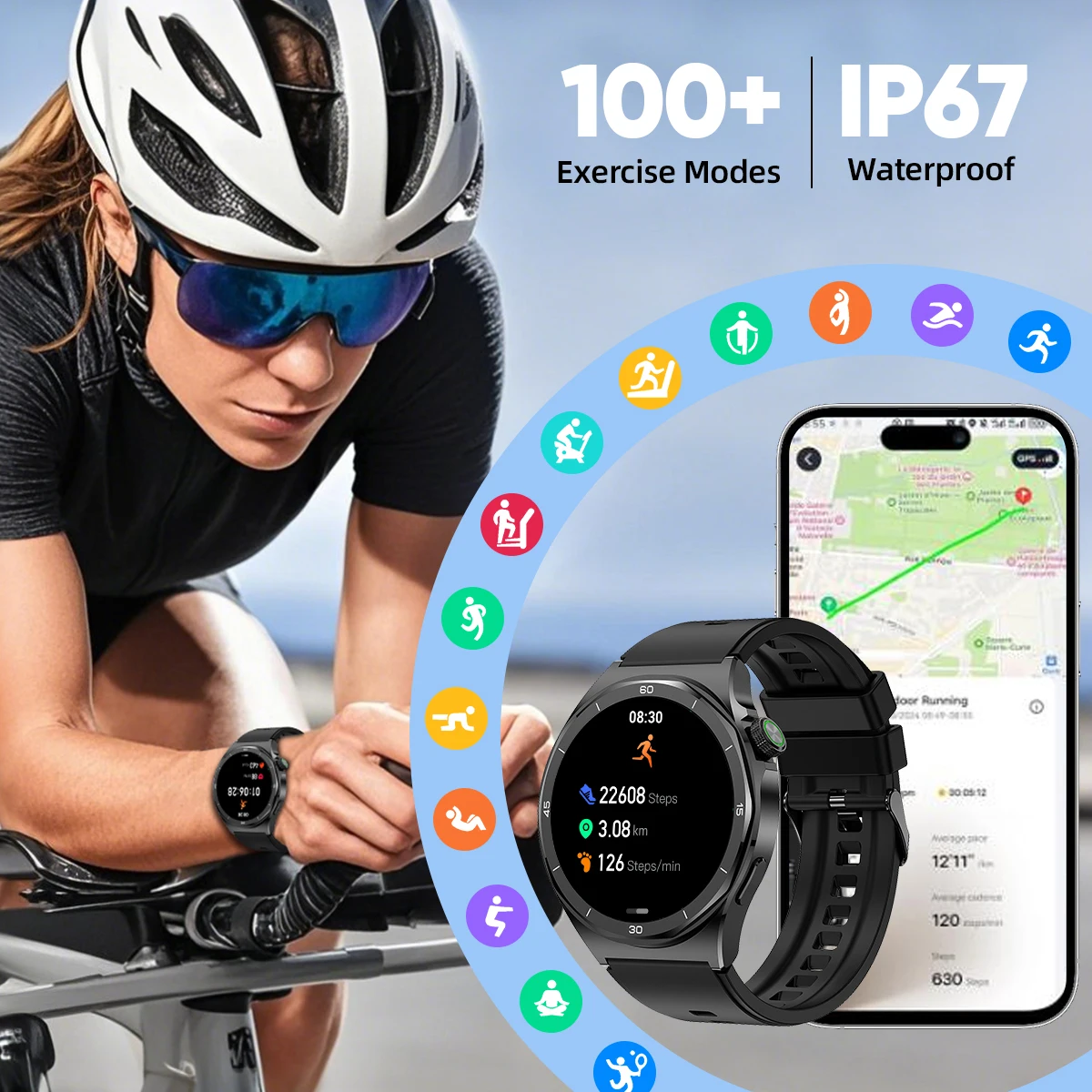 LIGE New Smart Watch 400mAh Men 100+ Sports Modes Health Monitor Man Watches Make Answer Call Voice Assistant Men's Smartwatches