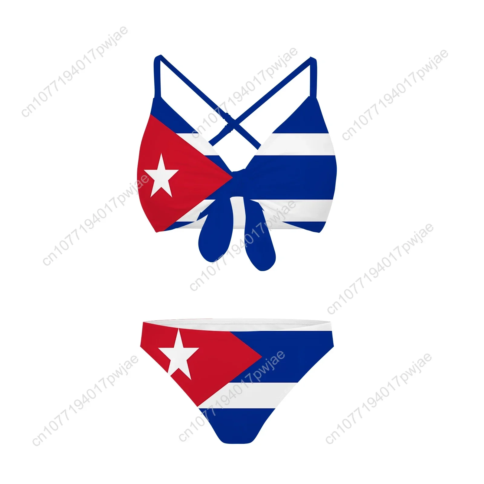 Cuban Flag Bathing Suits Cross Strap Suspenders Swimsuits Womens Bikini Pool Party Beach Swimwear Customized Beachwear