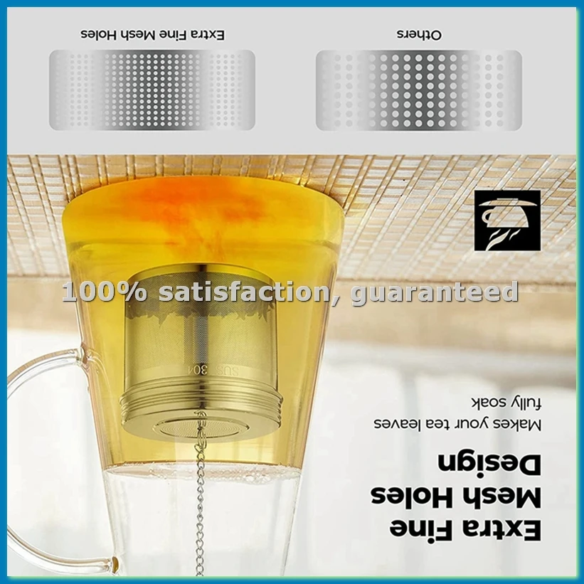 

Набор из 3 больших заварочных ситечек для чая и специй, для заваривания на открытом огне, с резьбовой крышкой, сверхтонкая сетка - AT35