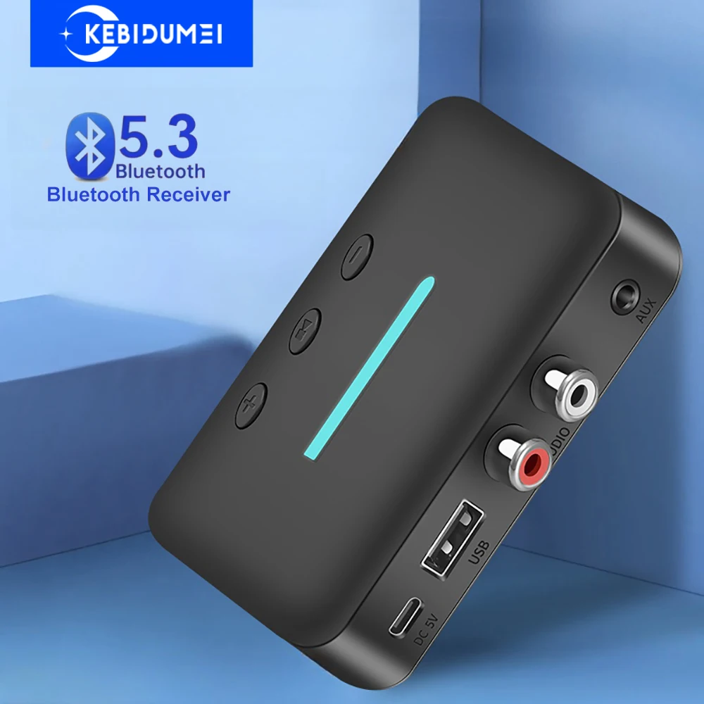 Ricevitore Bluetooth 5.3 Adattatore audio wireless Supporto U Disk R/L RCA Ricevitore audio musicale AUX da 3,5 mm per amplificatore altoparlante per auto