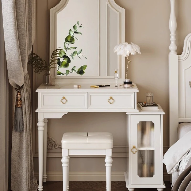 

SM Cream Wind New Dresser Bedroom Simple Multifunctional Retractable Bedside Storage Cabinet