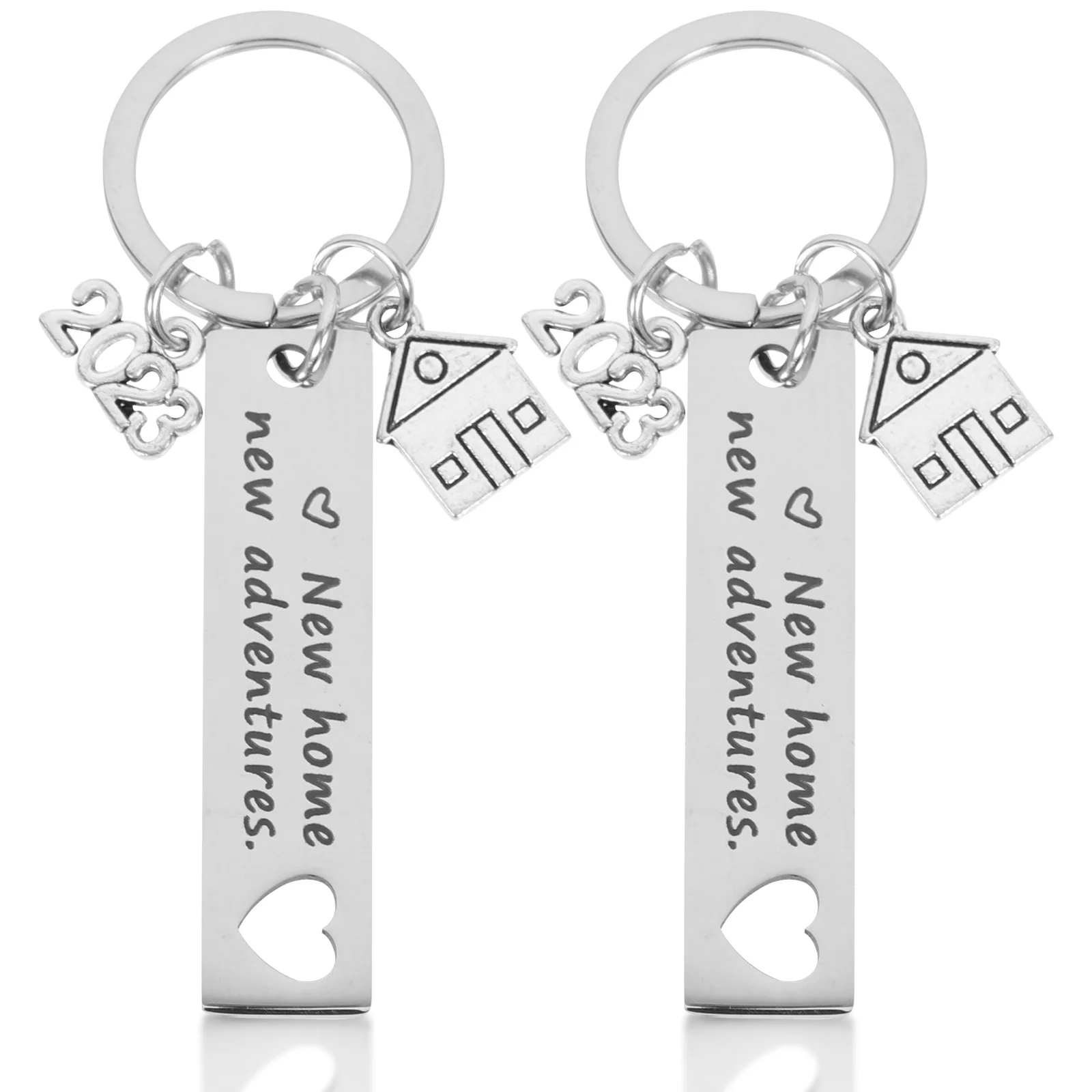 

2Pcs Delicate Keychain Decor Stainless Steel Key Rings for Bag Backpack Pendant Housewarming Gift for Loved Ones