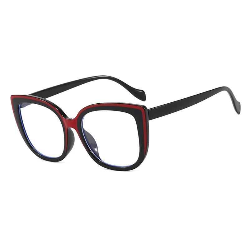 Color-Blocked Square Large-Frame Cat-Eye Anti-Blue Light Glasses for Women, Fashionable Eyeglass Frames
