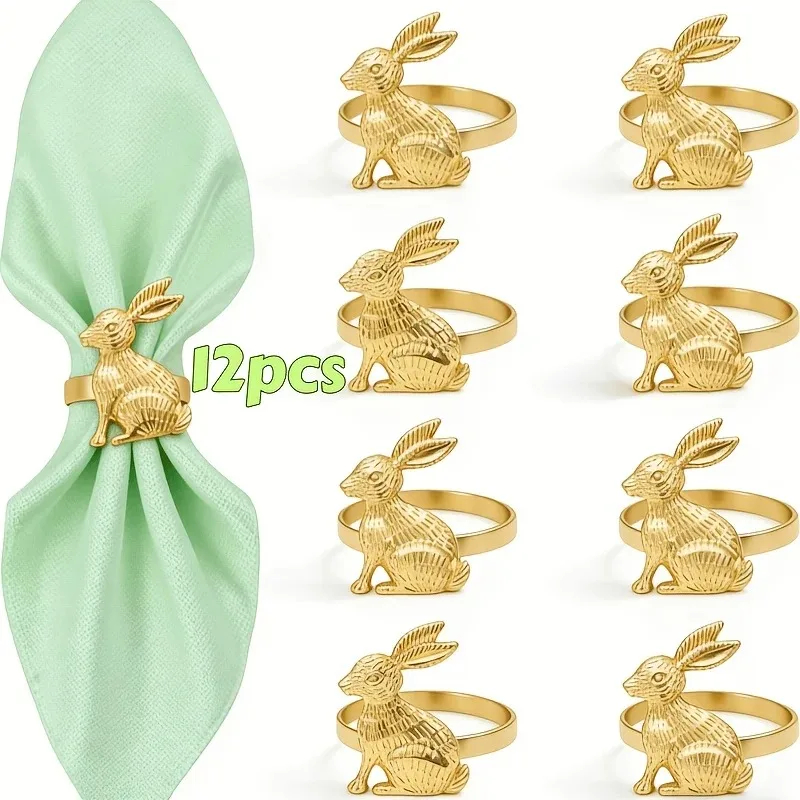 12 Easter Bunny Napkin Rings, European-Style Napkin Holders for Hotel Showrooms, Table Runner , Easter Holiday Party Decorations