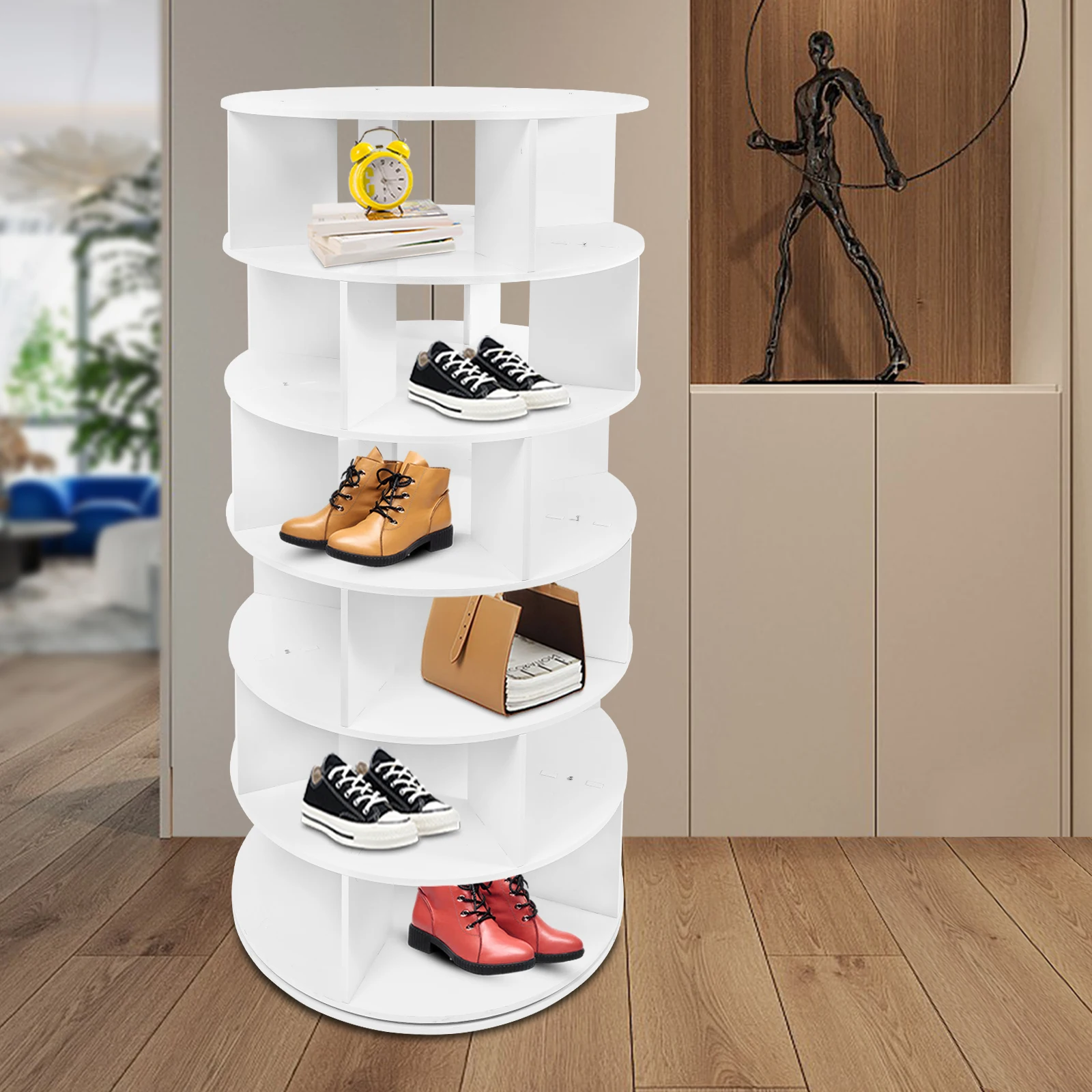 

Rotating Shoe Rack Storage Spinning Shoe Rack Tower Free Standing 360° Shoes Rack Organizer for Entryway, Garage, Bedroom