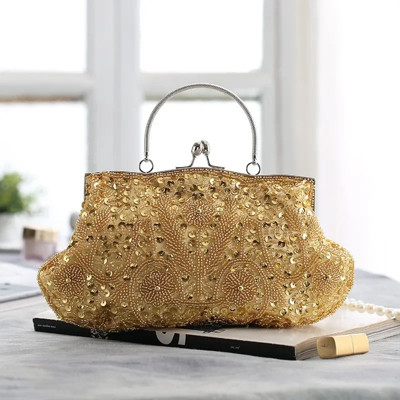

Sequin Design Women Evening Bag Vintage Large Capacity Women Handbag Portable Beaded Wedding Handbag Fashion Accessories