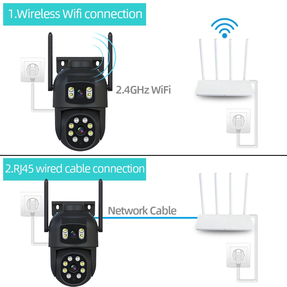 16CH WIFI Camera Kit 8MP PTZ Dual Lens IP Camera Set Smart Home Color Night Vision NVR Outdoor 8CH Wireless CCTV Camera System