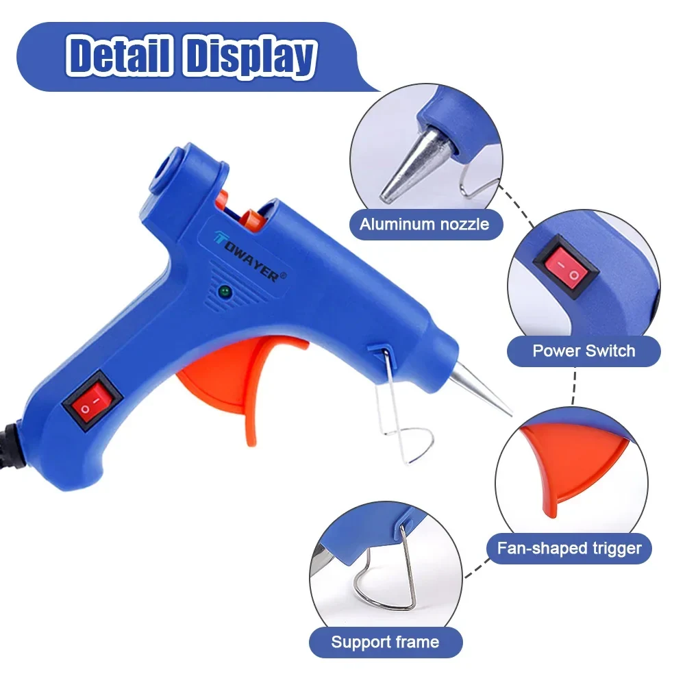 Pistola de pegamento de fusión en caliente con barras de pegamento de 7mm x 100m, Mini herramienta termo de temperatura de calor para el hogar, herramientas de reparación Industrial, 20W