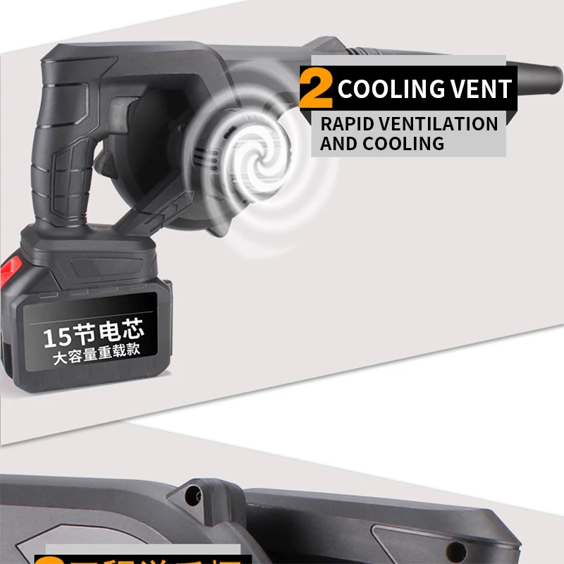 2 In 1 Wireless Air Blower Vacuum Cleannig Cordless Air Blowing Gun Strong Suction Dust Collector For Home Car 21V Battery