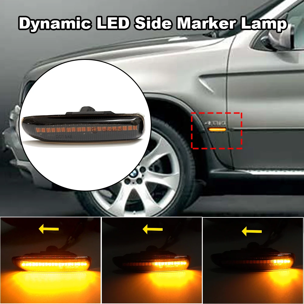 

For BMW 3 Series E36 M3 Facelift model 1997-1999 For BMW X5 E53 1999-2006 Fender Side Marker Dynamic Side Turn Signal Light