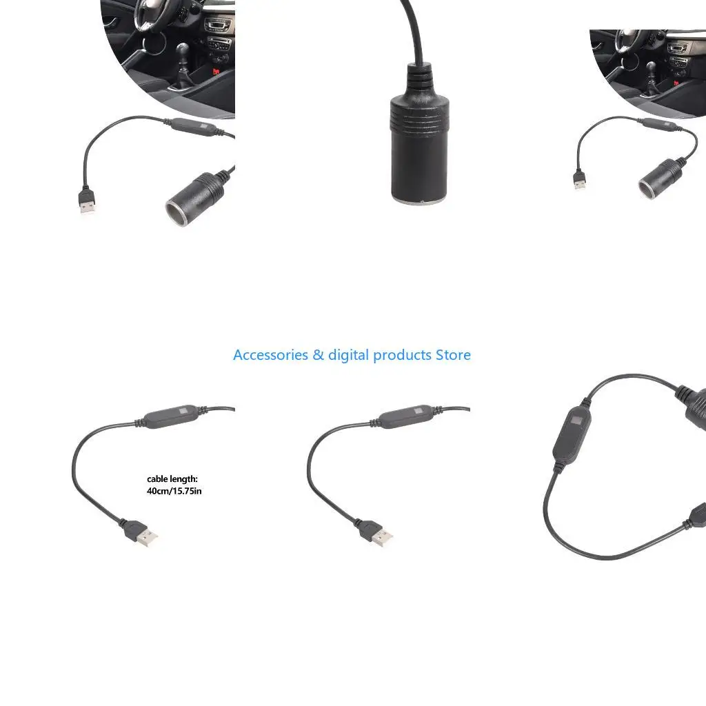 77JD 5V To 12V Converters Power Cord with LED Light For Car Electronics Power Supply