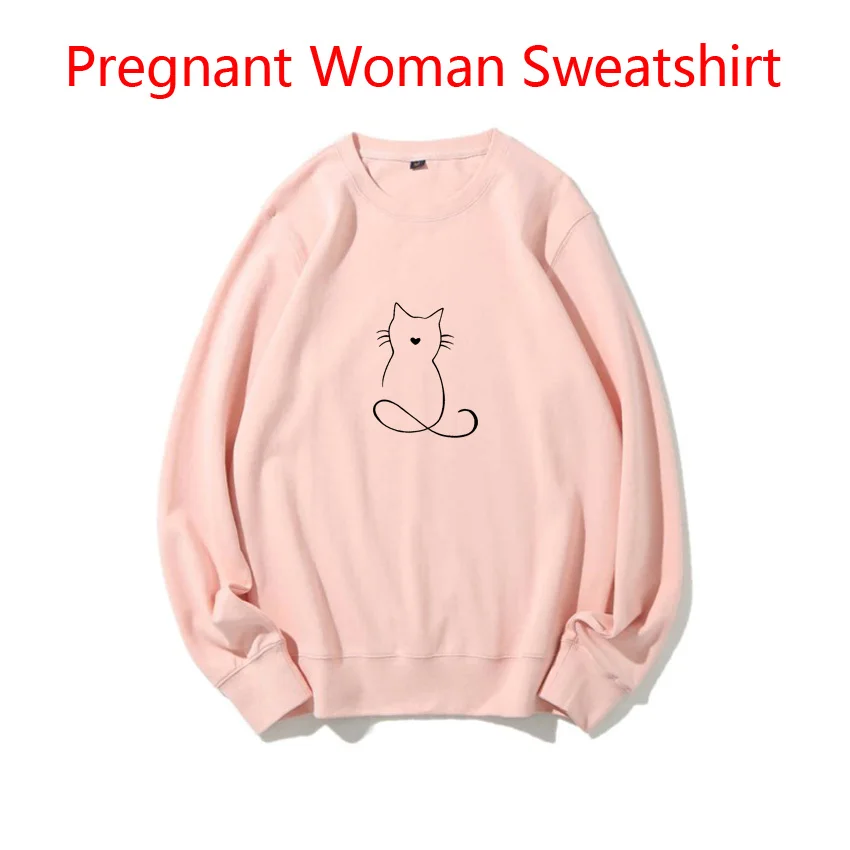 

Cat Love Funny Print Pullover Pregnant Woman Version Backing Sweatshirt Fashion Korean Version Maternity Women Sweaters Spring