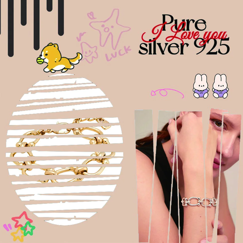 

Spanish niche hip-hop chain sterling silver bracelet S925 women's bracelet no50 Valentine's Day gift for partner