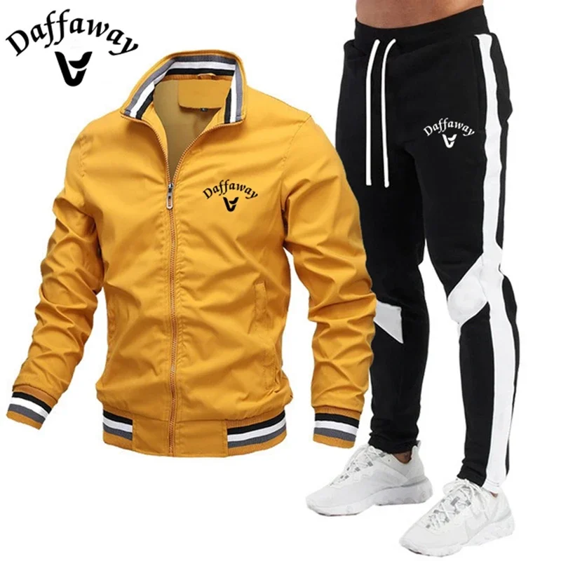 2024 Men\'s Tracksuit Sets Autumn Daffaway Sportswear Two Piece Set Men Jacket Sweatpants Brand Clothing Male Sweatsuit Sport