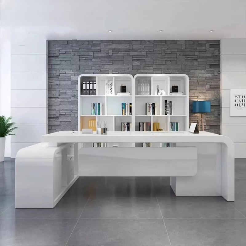 

Белый модный стол для руководителя, простой современный стол для начальника