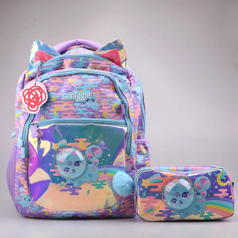 

Australia Smiggle Blue Cat School Bag Children Stationery Student Pen Case Cartoon Backpack Student New Term Gifts
