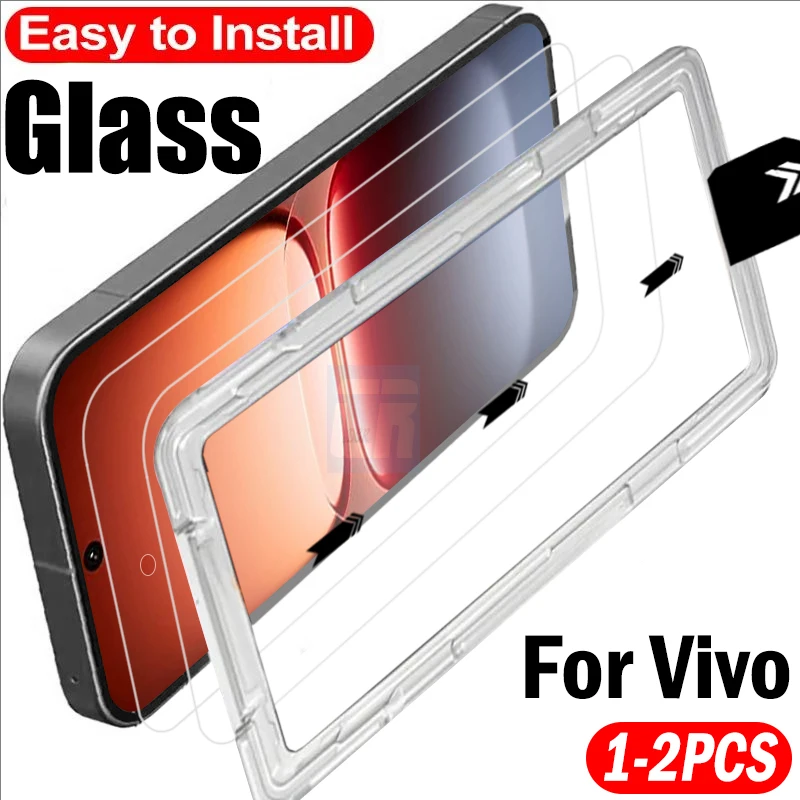 

1-2 шт., комплект для простой установки, защитная крышка для экрана для VIVO IQOO 15 13 12 11 Z10 Z9 Turbo + Z10X Z9X, закаленное стекло