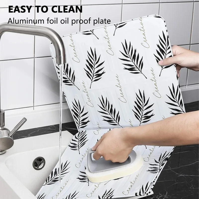 Anti-Splashing Stove Oil Baffle Plate 3-sided Fodable Kitchen Oil-proof Shield Aluminum Foil Cooking Guard Board