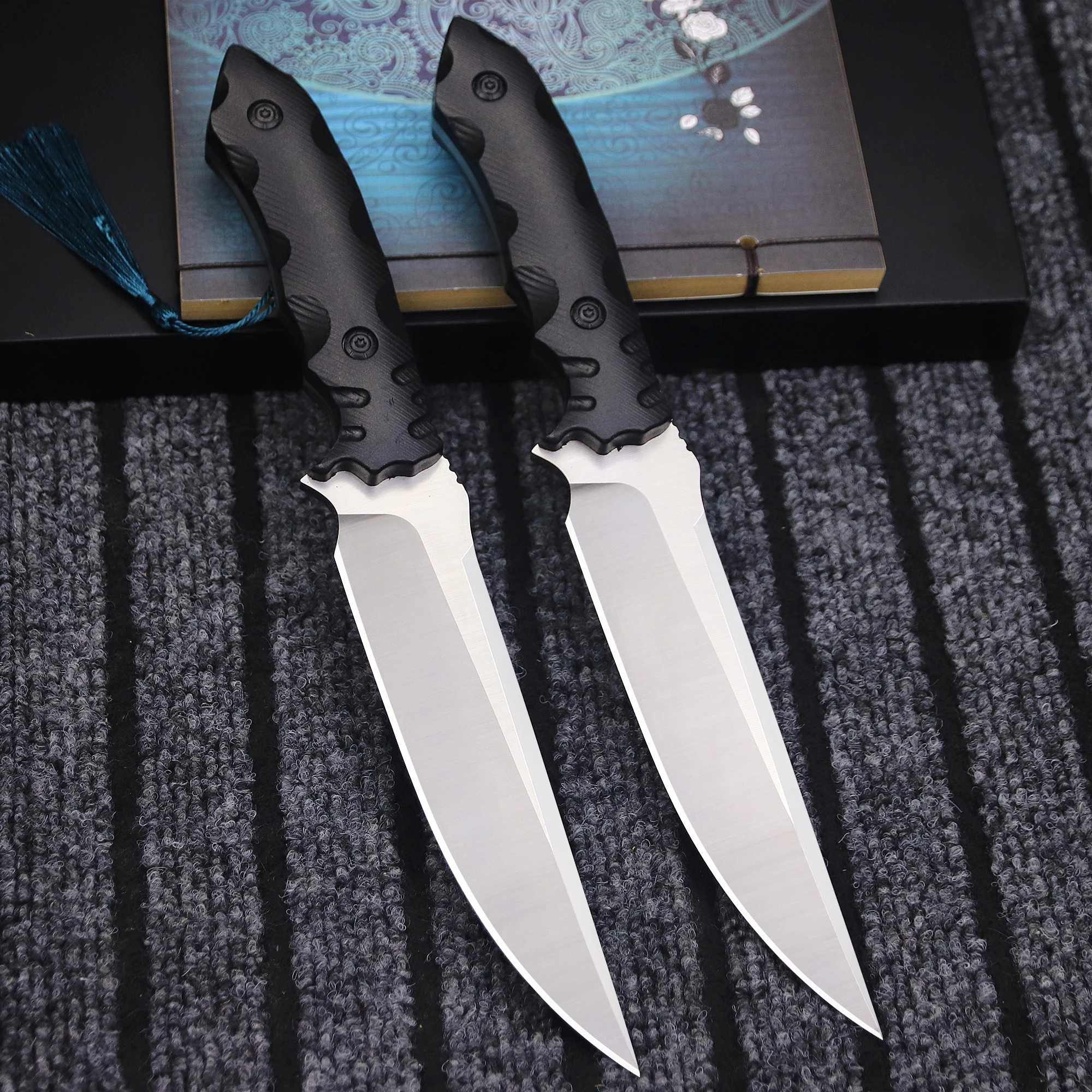 Cuchillo recto de caza M390 multifuncional americano, cuchillo recto táctico para acampar en la jungla, mango G10, cuchillo de supervivencia al aire