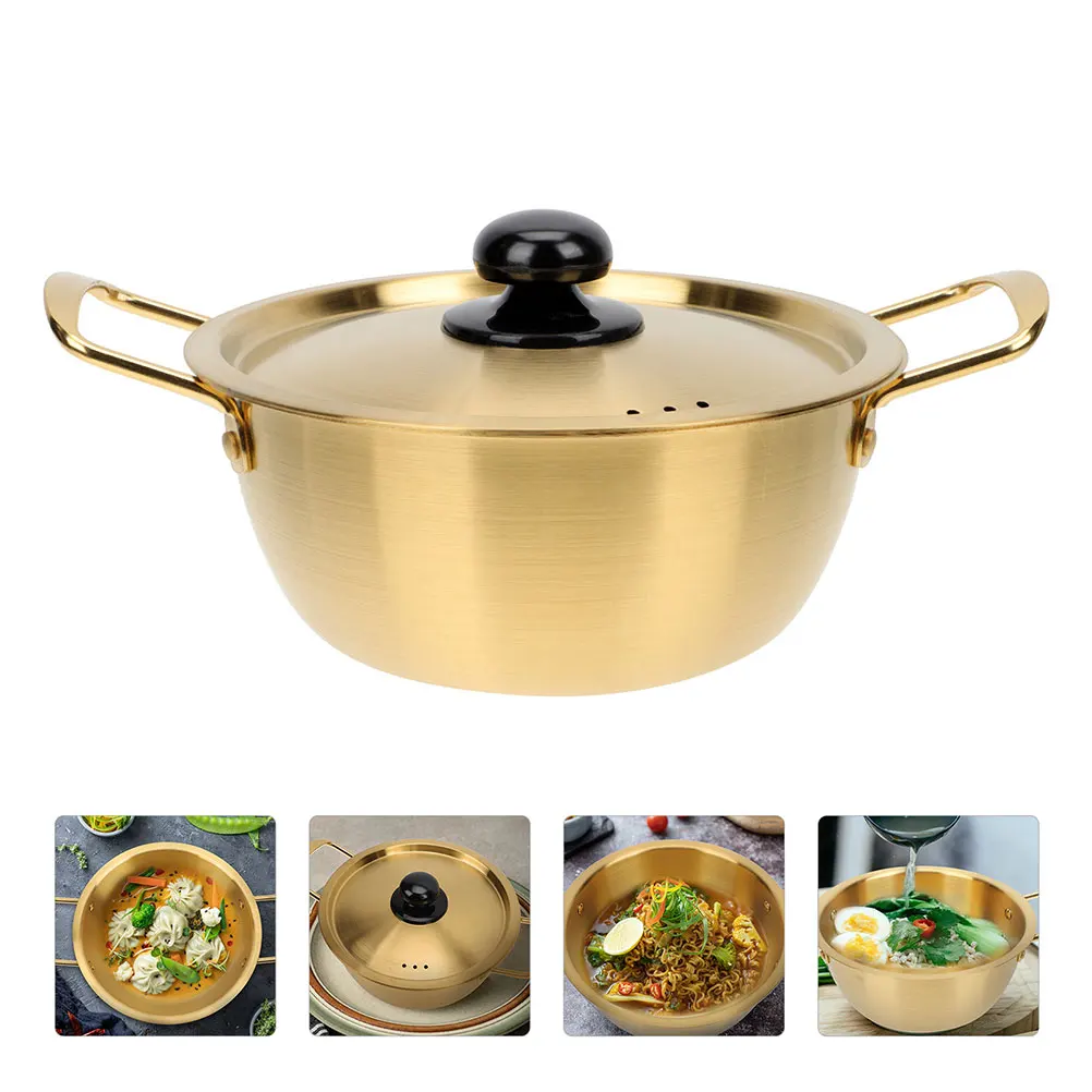 

Noodle Pot with Lid Pots Pan Korean Ramen Handles Stainless Steel Cooker Instant