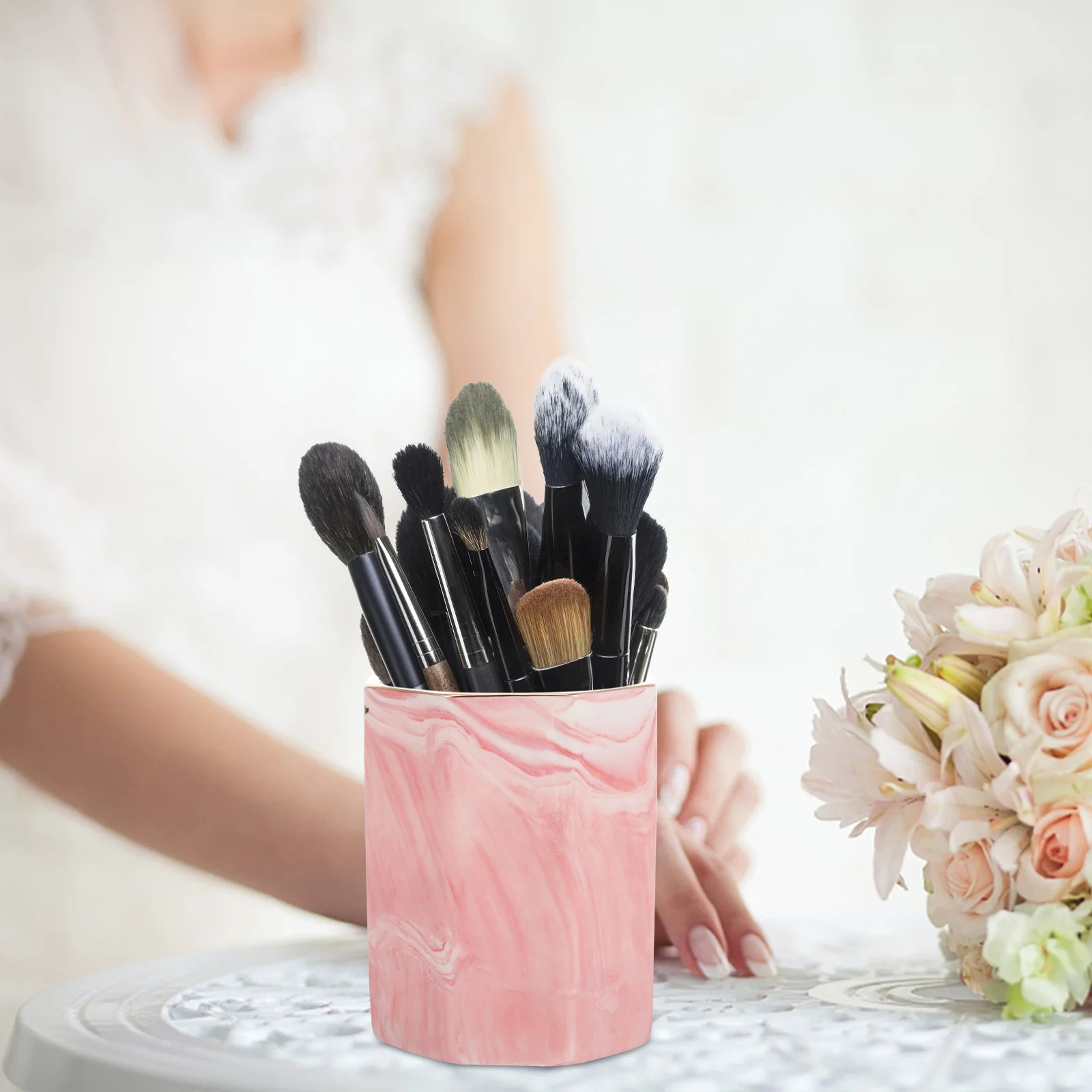 Ceramic Pen Holder Large Capacity Colorful Pencil Cup Desk Organizer Multipurpose Pen Storage Makeup Brush Holder