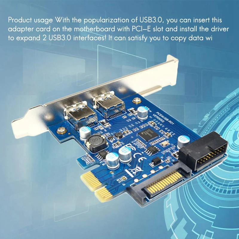 USB3.0 Expansion Card Front 19PIN+Rear 2-Port USB3.0 Expansion Card UPD720201 SATA Interface Adapter Card