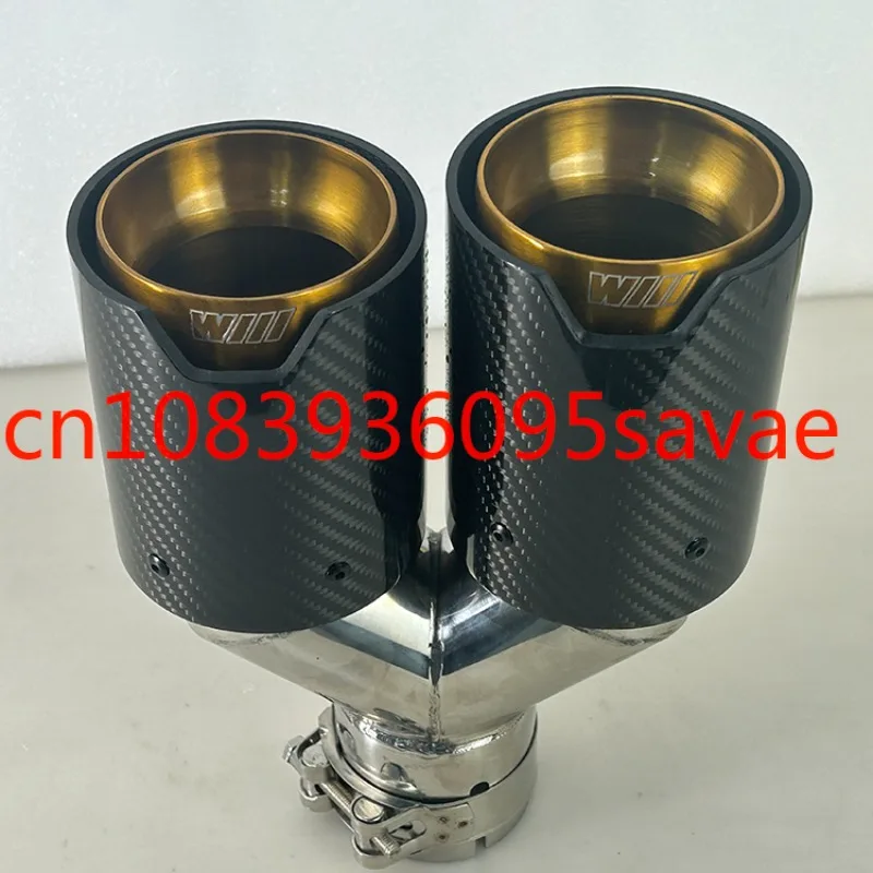 Y-shaped carbon gold automobile exhaust pipe fire tail throat  Stainless Steel Muffler Car Exhaust Tail Tip pipe jet tail