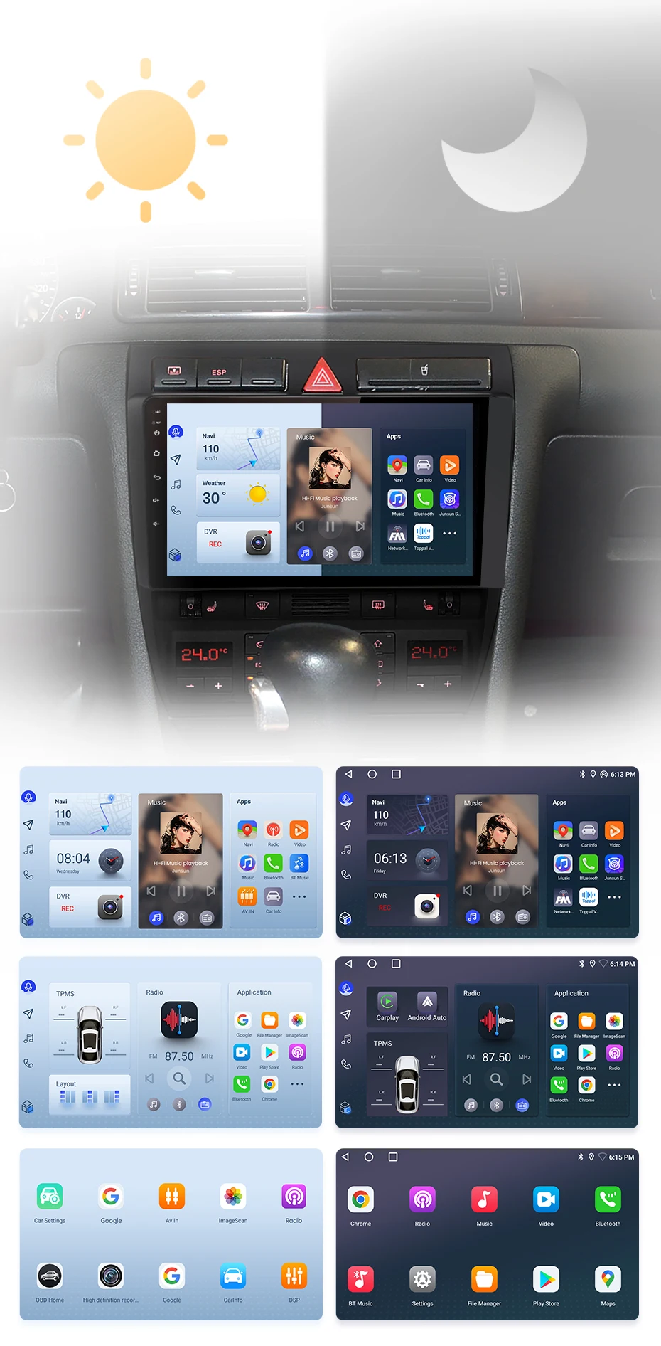 Junsun Drahtlose CarPlay Android Auto Auto Radio Für Audi A6 C5 1997 1998 1999-2004 S6 RS6 GPS Multimedia 2 din Systeme Stereo – Detail 7
