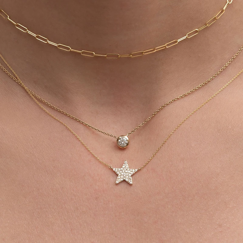 TIANDE Gold Color Necklace for Women Trendy Zircon Heart Star Butterfly Eye Chain Pendant 2022 Fashion Jewelry Wholesale