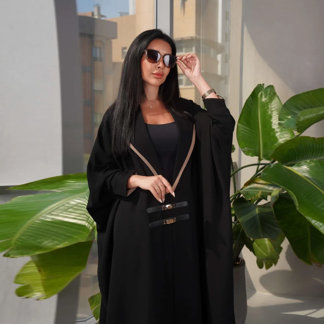 Abaya hitam untuk wanita Muslim gaun sederhana Ramadan Dubai mewah terbuka Abaya Kebaya Turki Kaftan Lebaran djellas Islam Jalabiya jubah