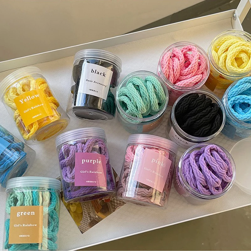 Women's candy color scrunchie 30pcs canned hair tie high stretch and durable head rope girls fashion simple day tie rubber band