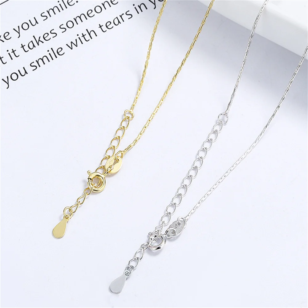

Women's Korean Style 925 Sterling Silver Bamboo Link Chain, Classic Single Strand, Minimalist INS Versatile Jewelry